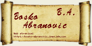 Boško Abranović vizit kartica
